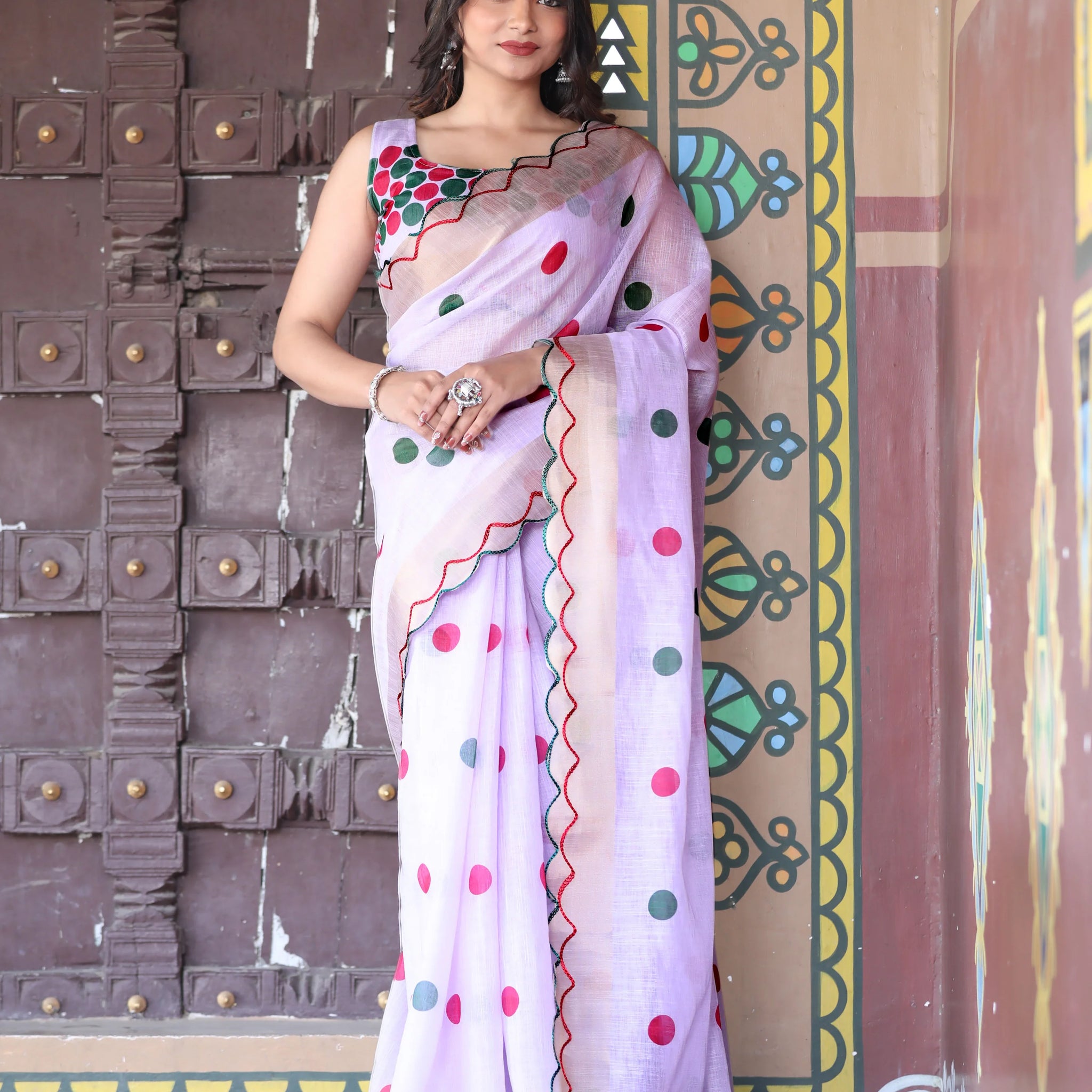 SHYAMIKA Khadi Cotton Digital Print Saree with Blouse