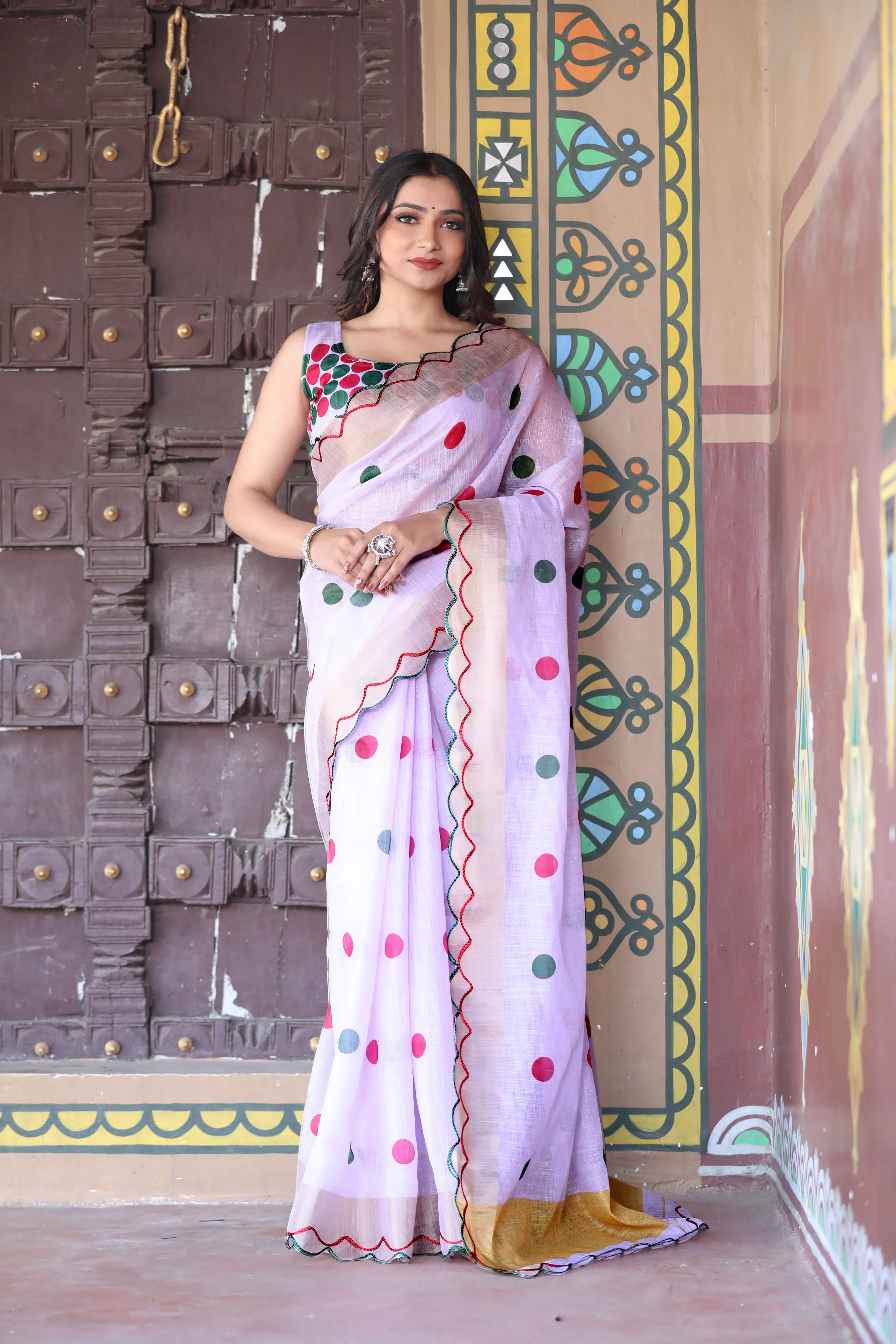 SHYAMIKA Khadi Cotton Digital Print Saree with Blouse