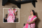 SHYAMIKA Linen Cotton Digital Floral Printed Saree with Blouse
