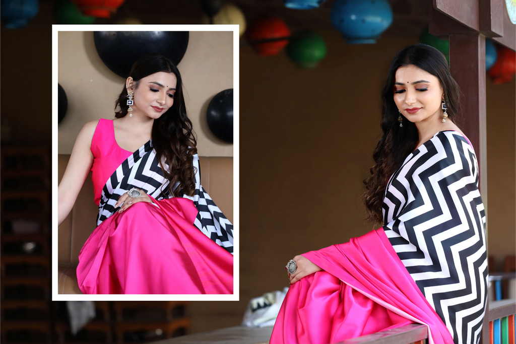 SHYAMIKA Maslin Digital Printed Saree with Blouse