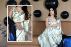 SHYAMIKA Maslin Digital Leaf Print Saree with Blouse