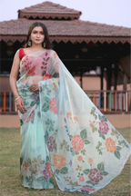 SHYAMIKA Silk Floral Print Saree with Blouse