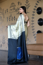 SHYAMIKA Maslin Digital Leaf Print Saree with Blouse