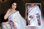 SHYAMIKA Linen Cotton Digital Floral Printed Saree with Blouse