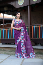 SHYAMIKA Cotton Sequence Digital Work Saree with Blouse