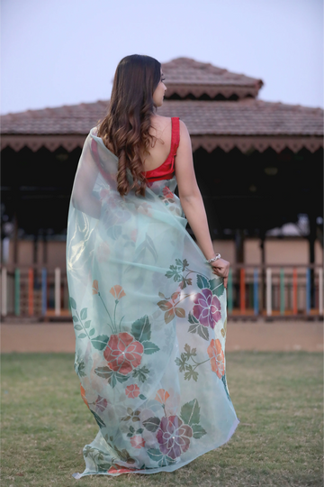 SHYAMIKA Silk Floral Print Saree with Blouse