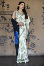 SHYAMIKA Maslin Digital Leaf Print Saree with Blouse