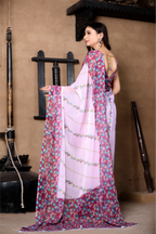 SHYAMIKA Light Pink Khadi Cotton Digital Print Saree with Blouse