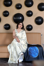 SHYAMIKA Maslin Digital Leaf Print Saree with Blouse