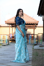 SHYAMIKA Silk Sequence Work Sky Blue Saree with Blouse