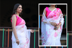 SHYAMIKA Linen Cotton Digital Floral Print Saree with Blouse