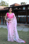 SHYAMIKA Linen Cotton Digital Floral Print Saree with Blouse