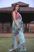 SHYAMIKA Silk Floral Print Saree with Blouse