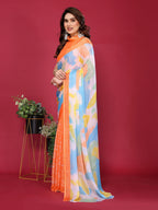 SHYAMIKA Floral Moss Chiffon Printed Saree with Blouse