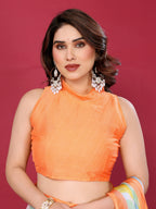 SHYAMIKA Floral Moss Chiffon Printed Saree with Blouse