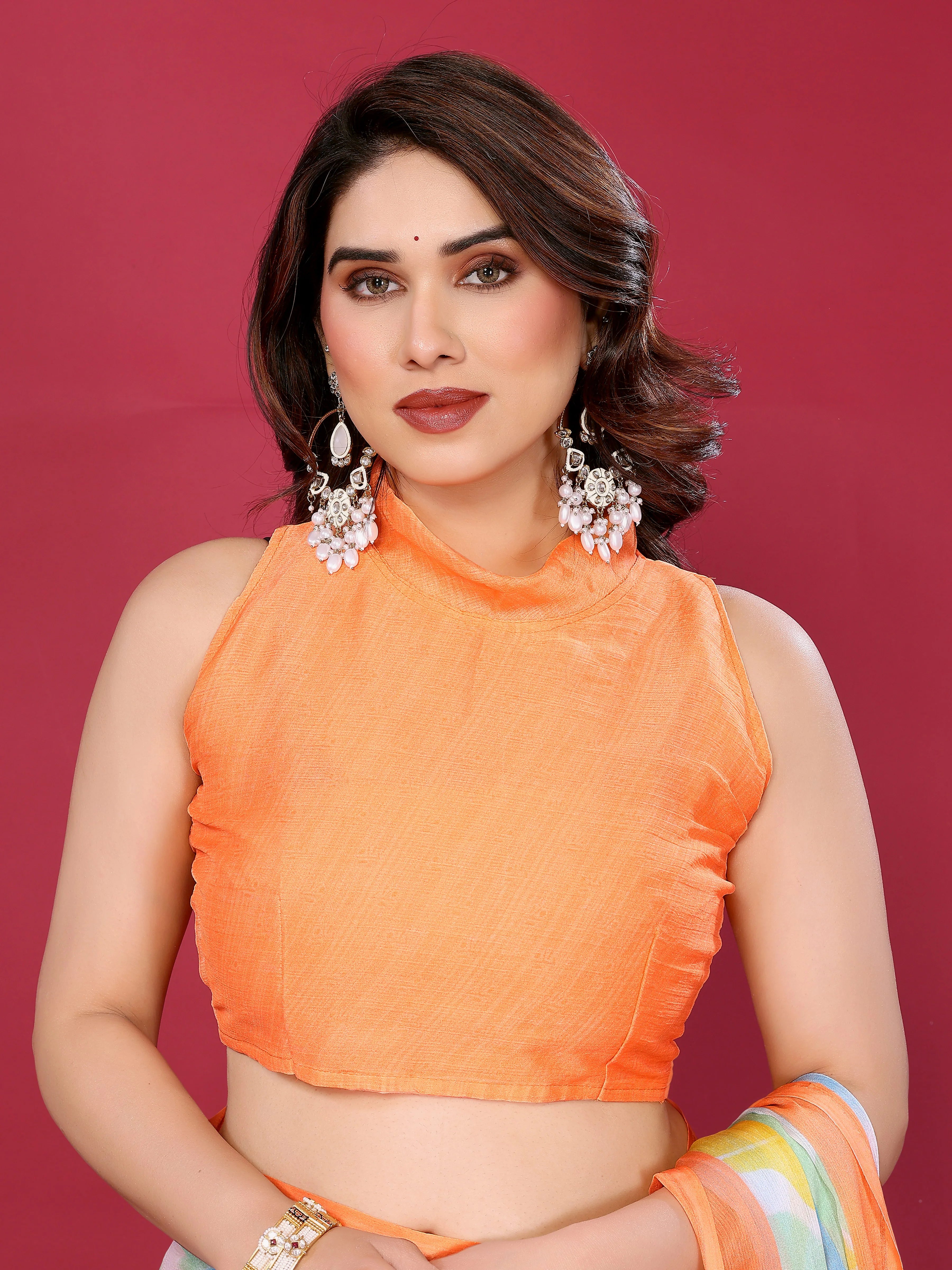 SHYAMIKA Floral Moss Chiffon Printed Saree with Blouse