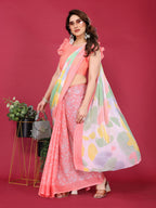 SHYAMIKA Floral Moss Chiffon Printed Saree with Blouse