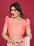 SHYAMIKA Floral Moss Chiffon Printed Saree with Blouse