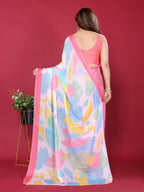 SHYAMIKA Floral Moss Chiffon Printed Saree with Blouse