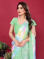 SHYAMIKA Floral Moss Chiffon Printed Saree with Blouse