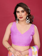 SHYAMIKA Floral Moss Chiffon Printed Saree with Blouse