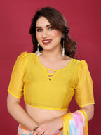 SHYAMIKA Floral Moss Chiffon Printed Saree with Blouse