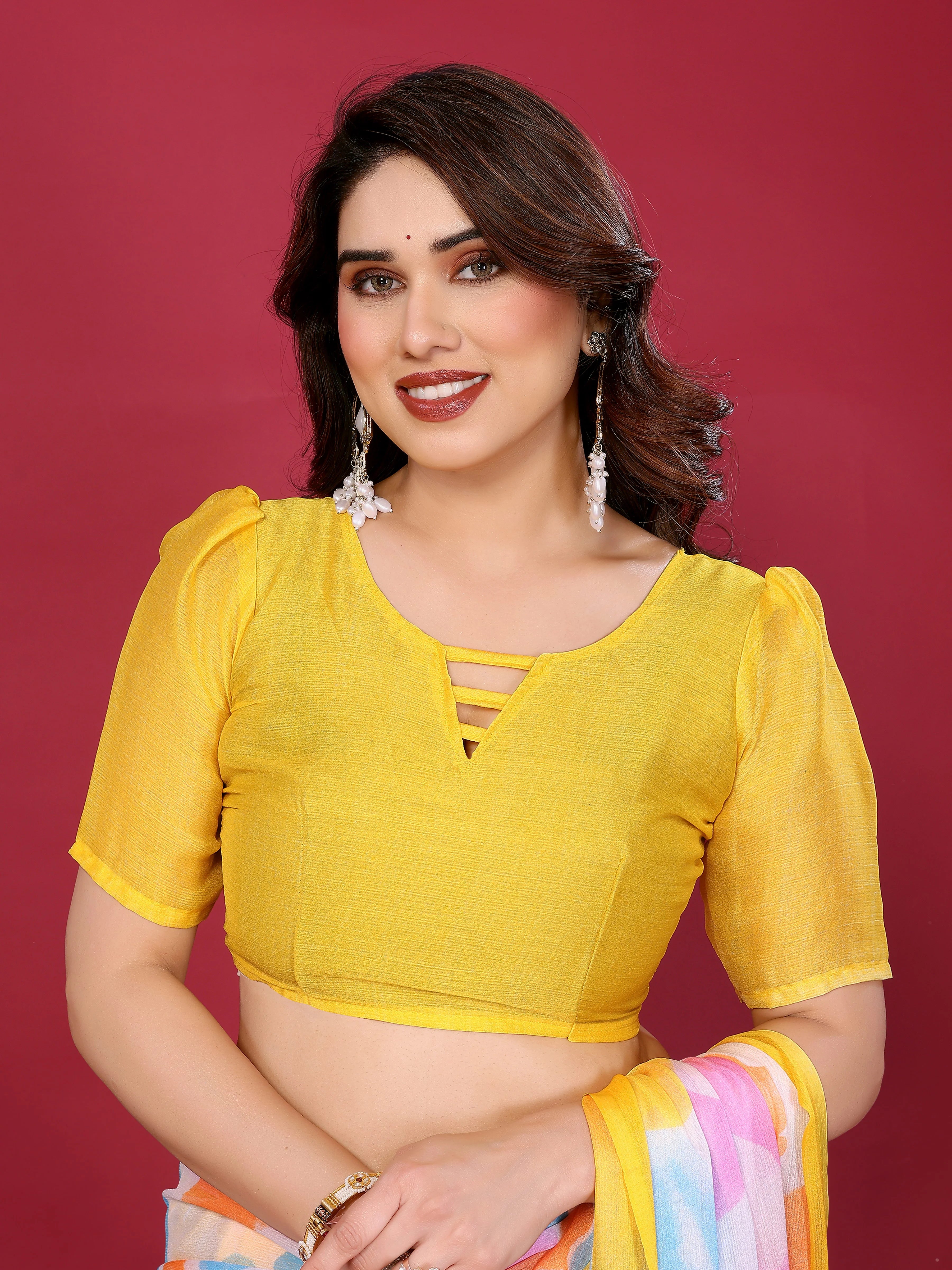 SHYAMIKA Floral Moss Chiffon Printed Saree with Blouse