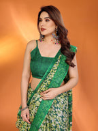 SHYAMIKA Floral Kota Doriya Printed Saree with Blouse