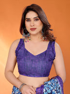 SHYAMIKA Floral Kota Doriya Printed Saree with Blouse