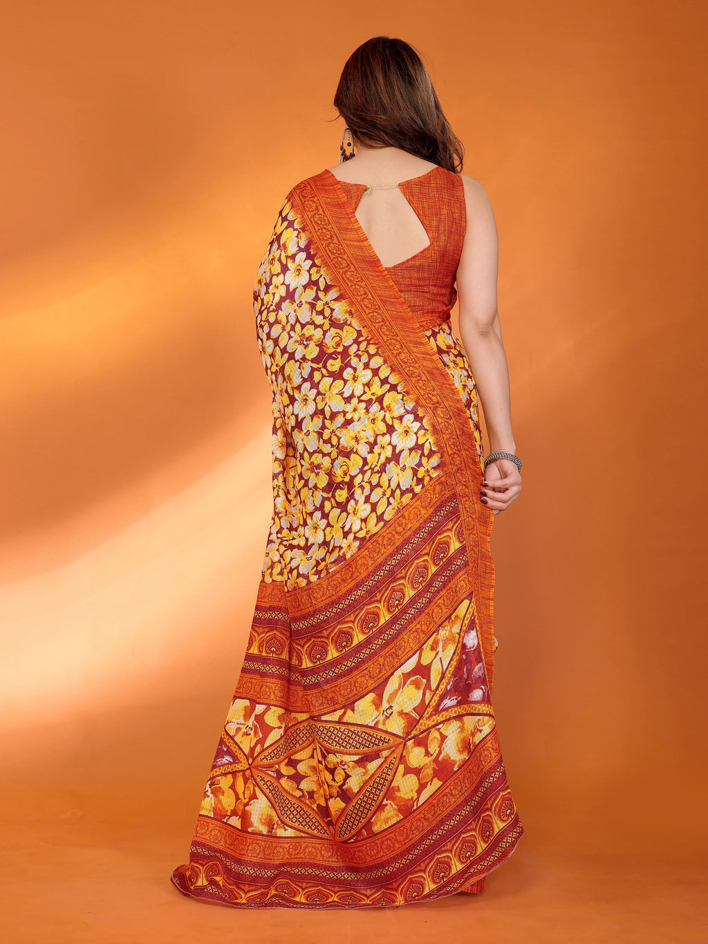 SHYAMIKA Floral Kota Doriya Printed Saree with Blouse