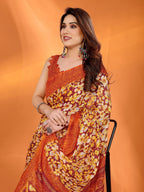 SHYAMIKA Floral Kota Doriya Printed Saree with Blouse