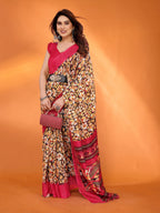 SHYAMIKA Floral Kota Doriya Printed Saree with Blouse