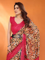 SHYAMIKA Floral Kota Doriya Printed Saree with Blouse