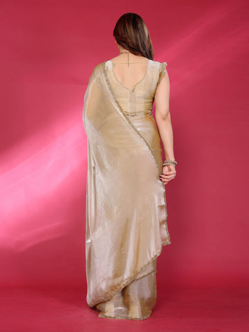 SHYAMIKA Plain Jimmy Chu Saree with Work Lace & Blouse