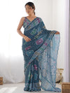 SHYAMIKA Morpinch Bandhani Print Georgette Saree with Mirror Lace