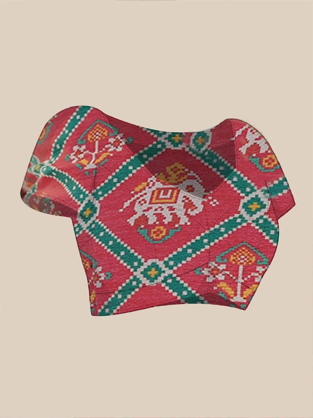 SHYAMIKA Red Traditional Digital Print Georgette Saree with Mirror Work
