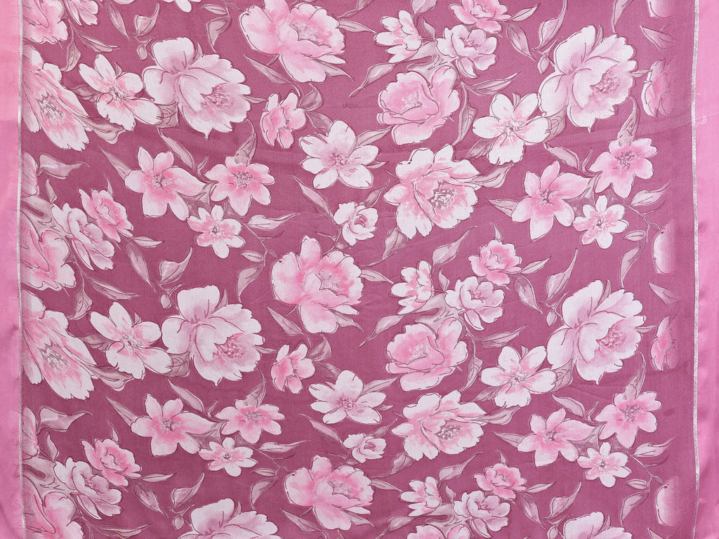 SHYAMIKA Floral Moss Satin Patta Printed Saree with Blouse