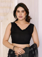 SHYAMIKA Georgette Plain Saree with Foil Work & Lace Blouse