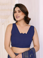 SHYAMIKA Georgette Plain Saree with Foil Work & Lace Blouse