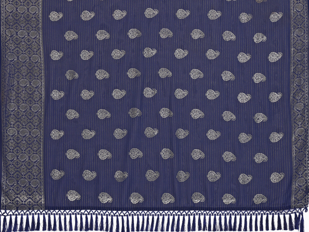SHYAMIKA Georgette Plain Saree with Foil Work & Lace Blouse