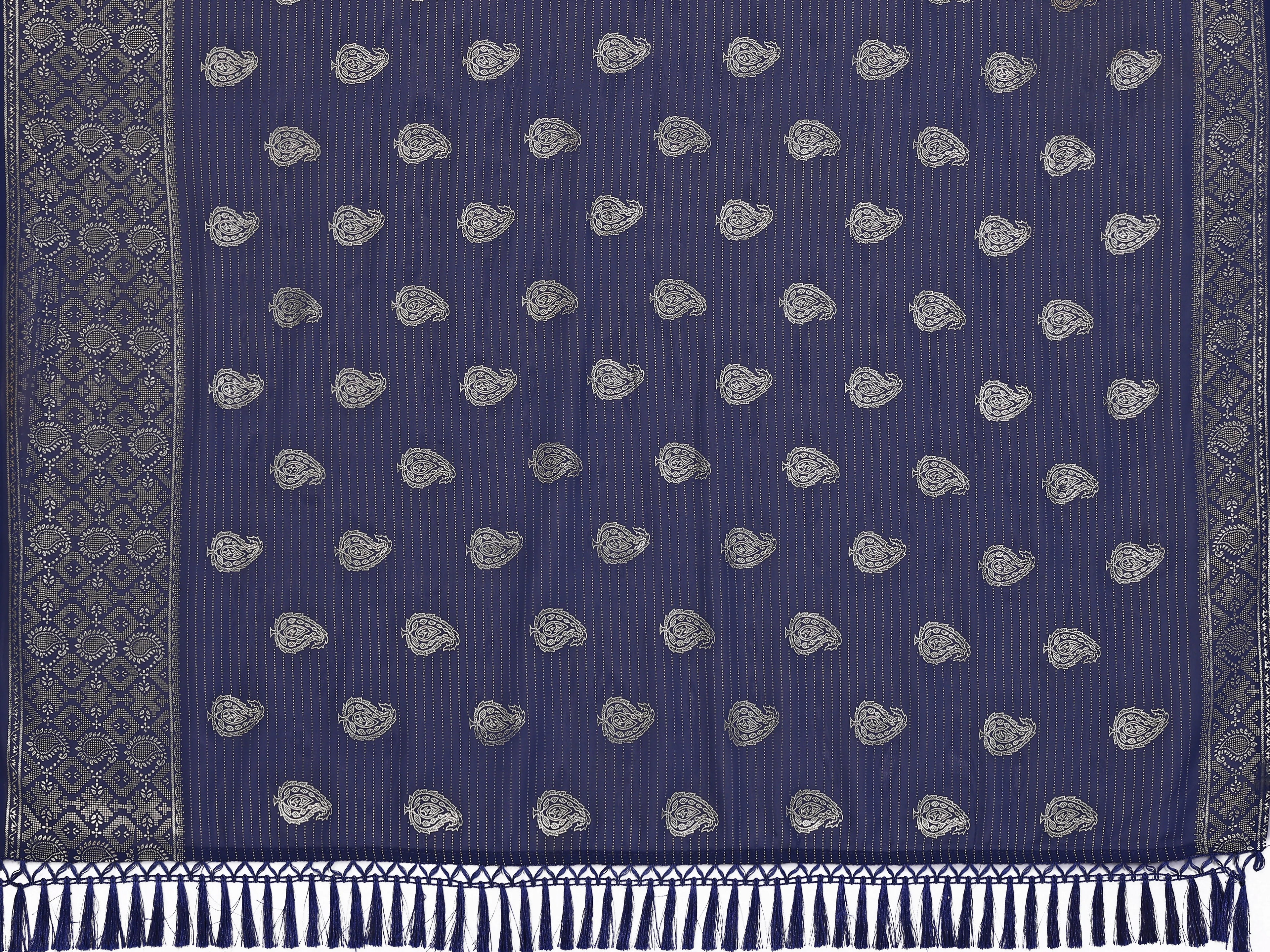SHYAMIKA Georgette Plain Saree with Foil Work & Lace Blouse
