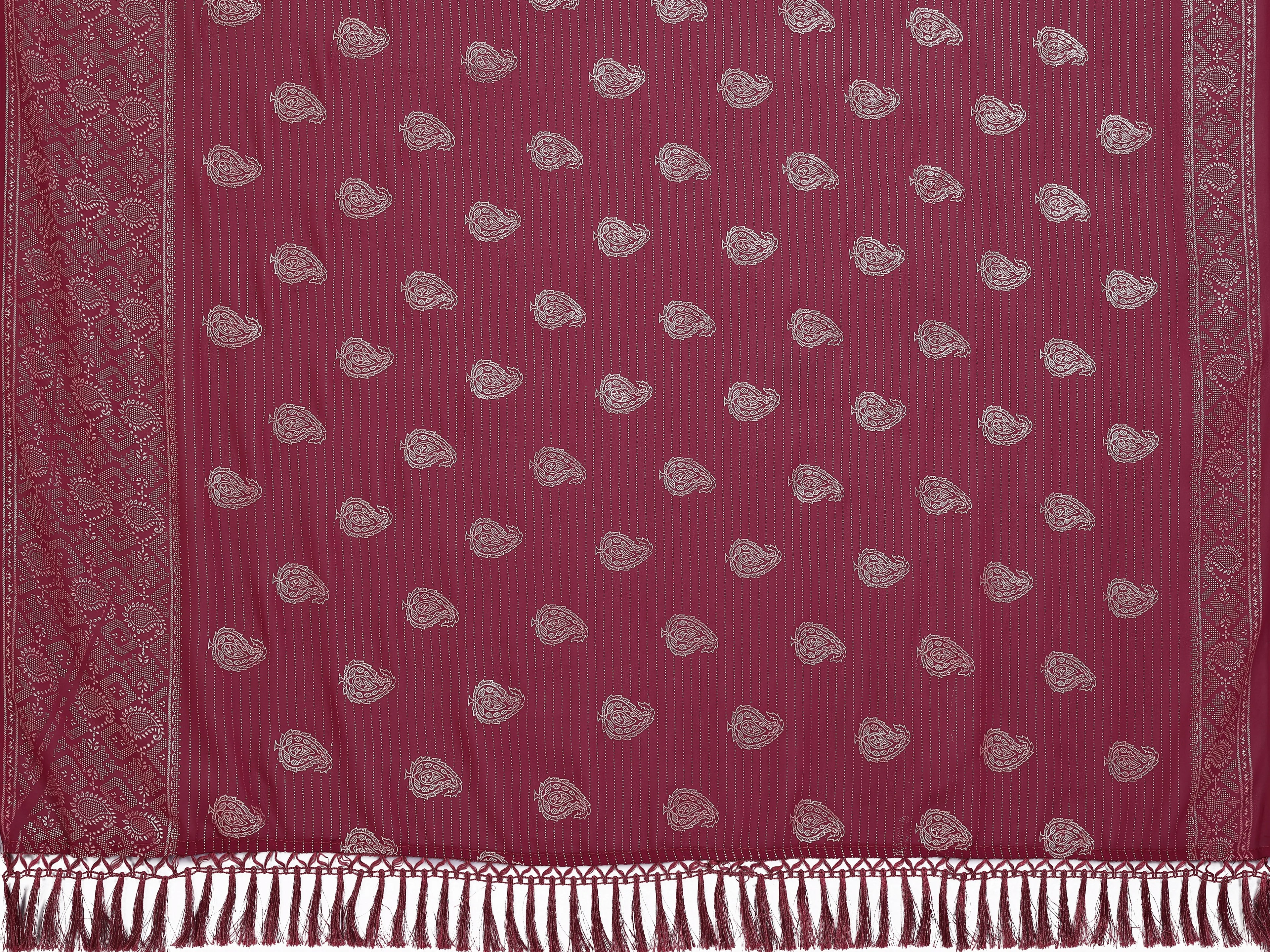 SHYAMIKA Georgette Plain Saree with Foil Work & Lace Blouse