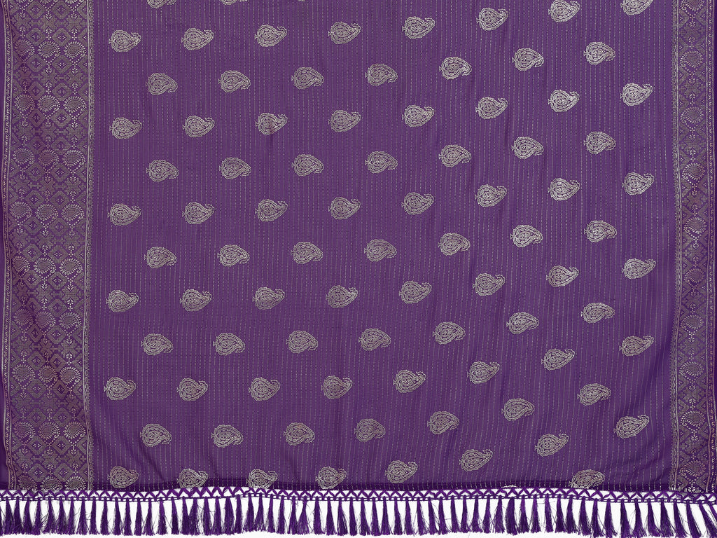 SHYAMIKA Georgette Plain Saree with Foil Work & Lace Blouse