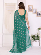 SHYAMIKA Georgette Plain Saree with Foil Work & Lace Blouse