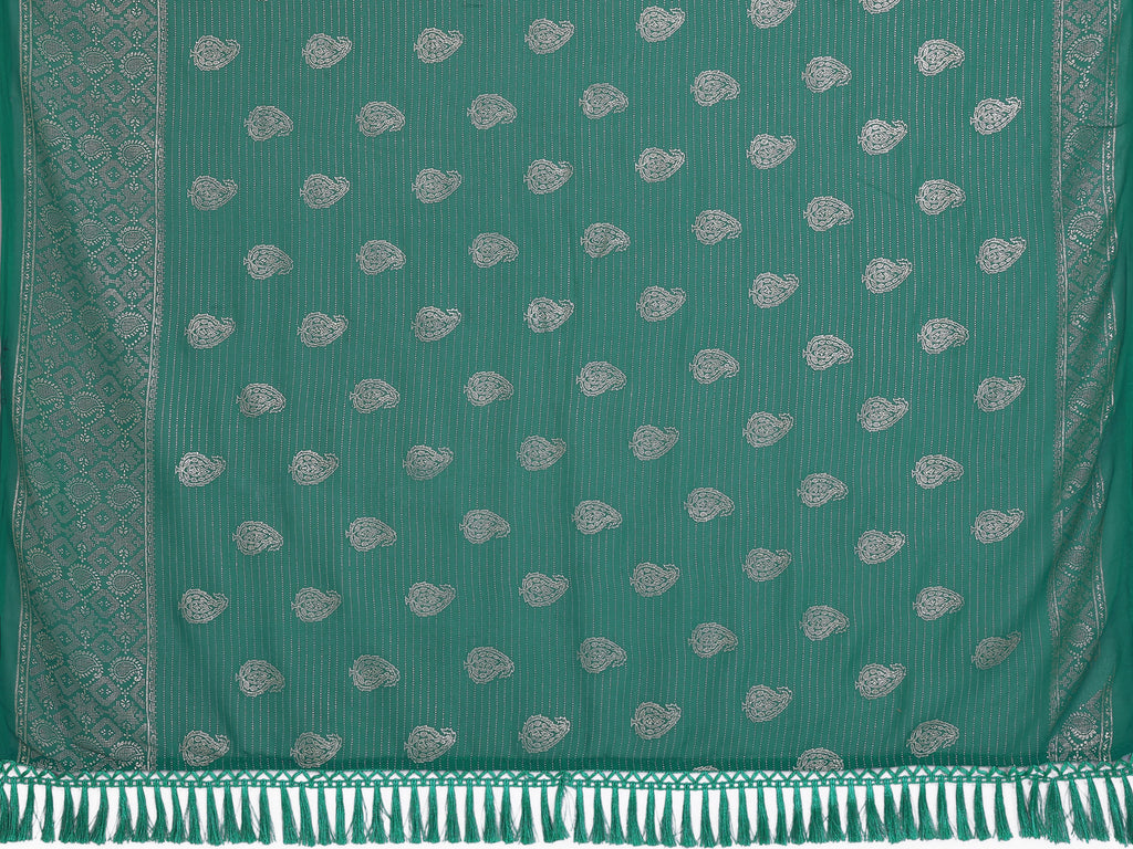 SHYAMIKA Georgette Plain Saree with Foil Work & Lace Blouse