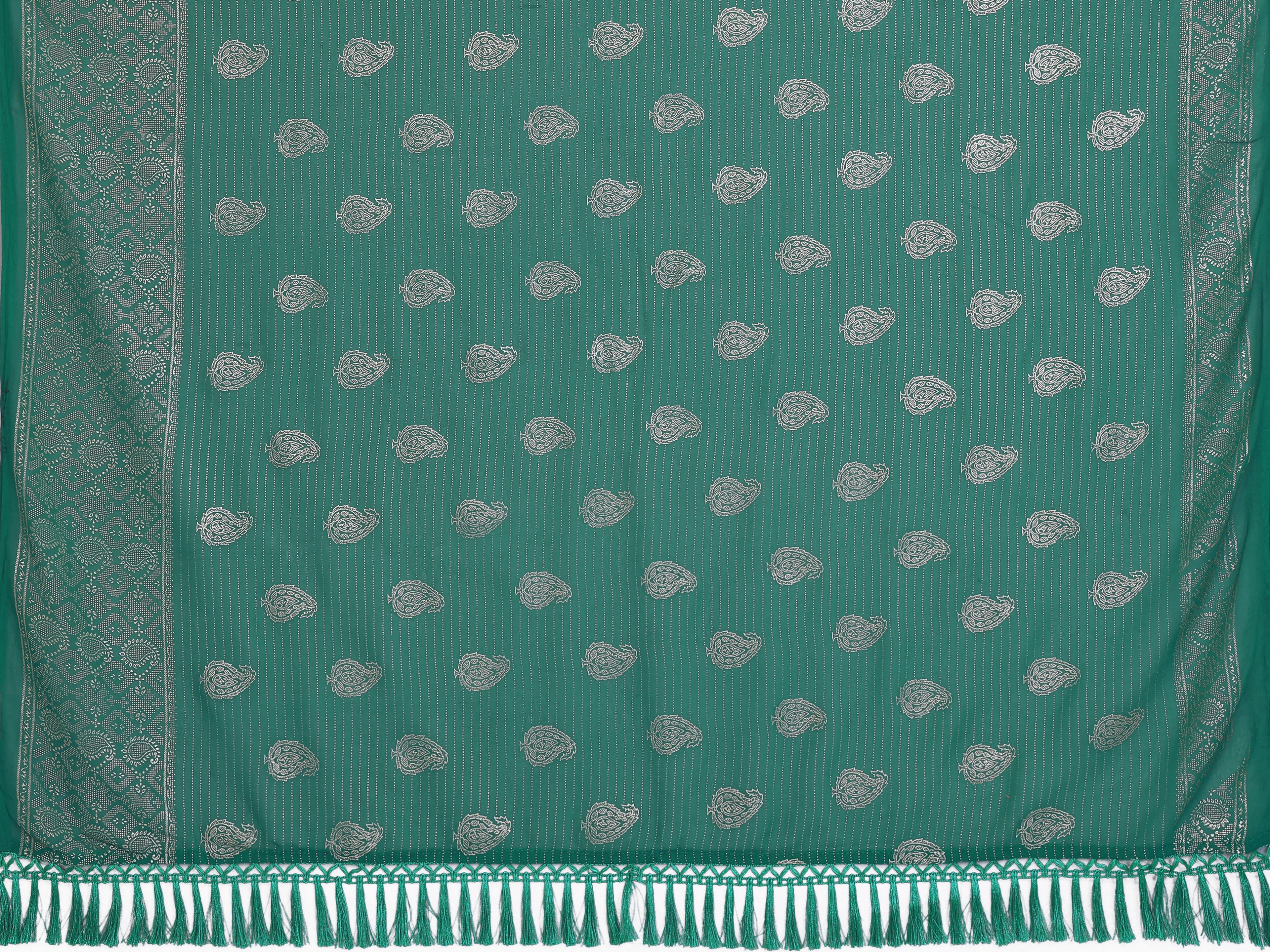 SHYAMIKA Georgette Plain Saree with Foil Work & Lace Blouse
