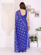 SHYAMIKA Georgette Plain Saree with Foil Work & Lace Blouse