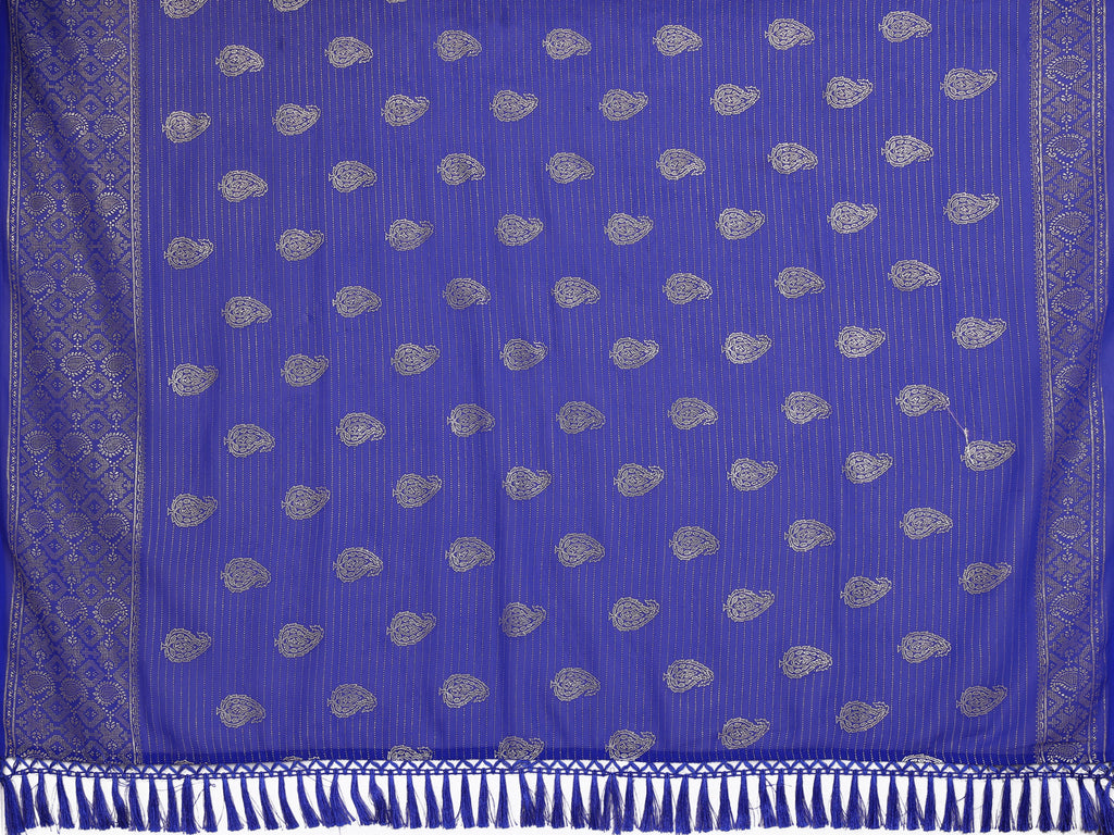 SHYAMIKA Georgette Plain Saree with Foil Work & Lace Blouse