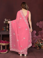 SHYAMIKA Embroidered Georgette Saree with Matching Embroidery Blouse