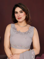 SHYAMIKA Embroidered Georgette Saree with Matching Embroidery Blouse